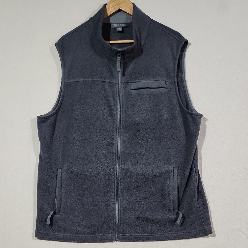 Free Fly Men's Gray Bamboo Fleece Zip Up Vest‎ Size XXL Spring Layering
